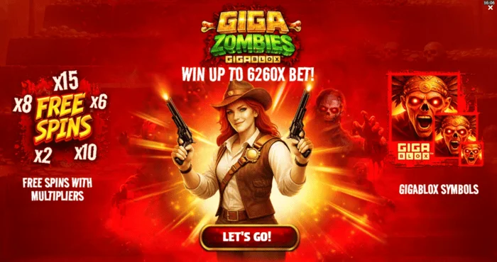 Giga Zombies - main menu with bet selection